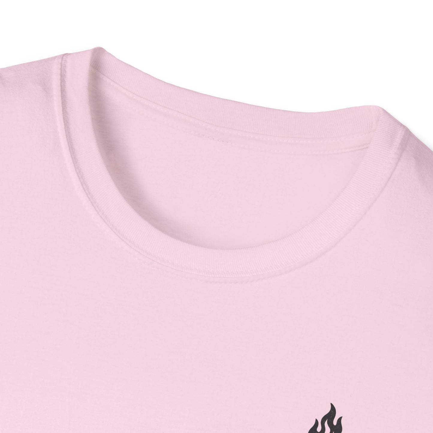 She Hangs, She Conquers T-Shirt – Unisex Softstyle (Pink Shirt – Female Climber