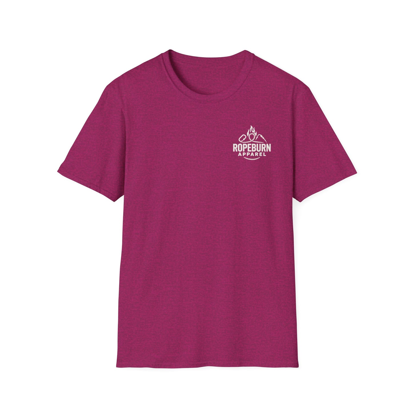 Cliffside Living Unisex Softstyle T-Shirt – Rope-Born Grit (Pink Shirt – Female Climber