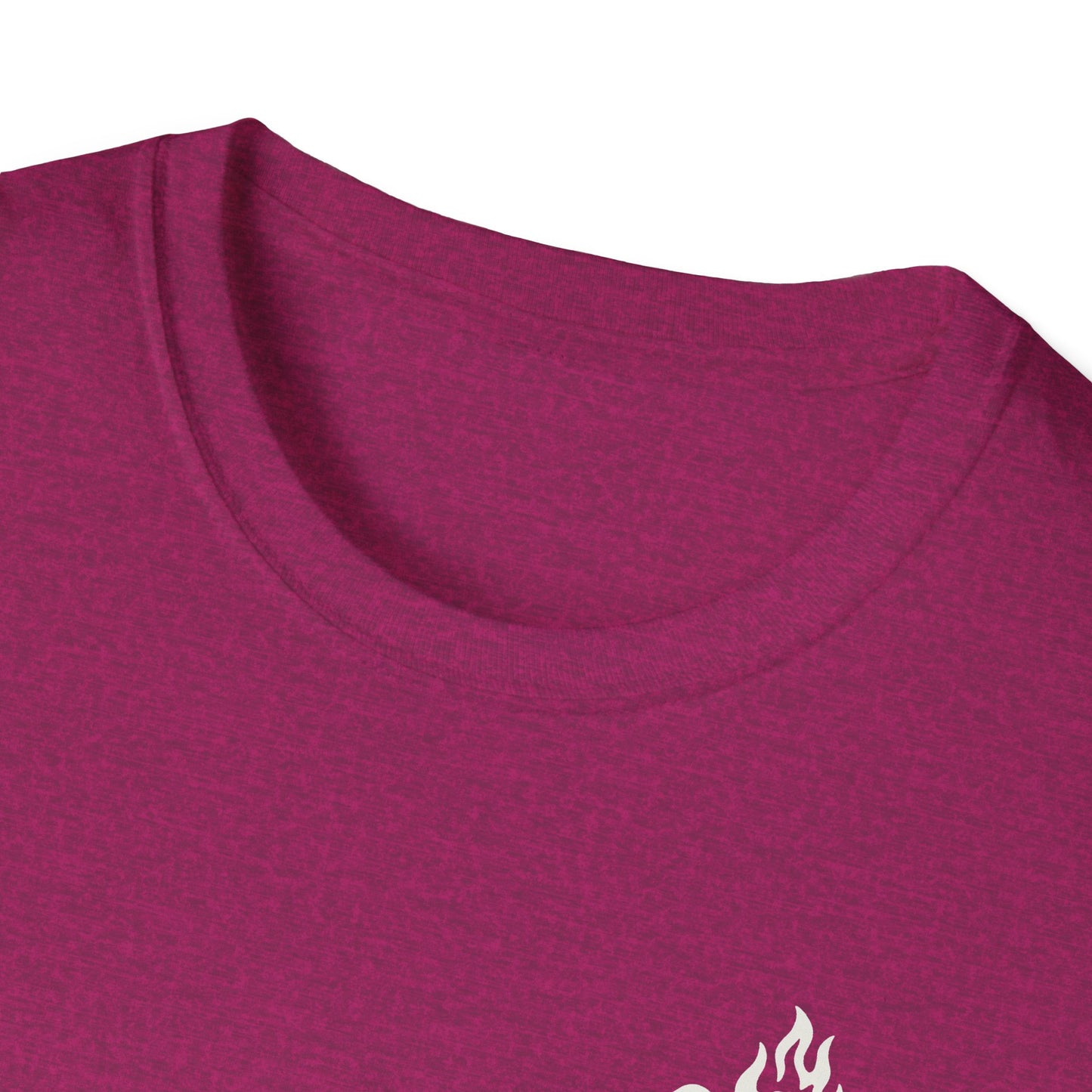 She Hangs, She Conquers T-Shirt – Unisex Softstyle (Pink Shirt – Female Climber