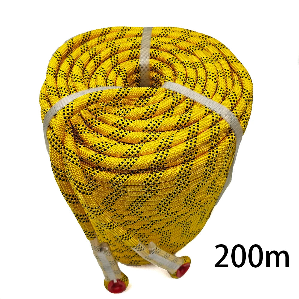 200m 12mm Rock Climbing Rope Tree Climbing Equipment Fire Escape Survival Gear Rescue Outdoor Static Safety Rope
