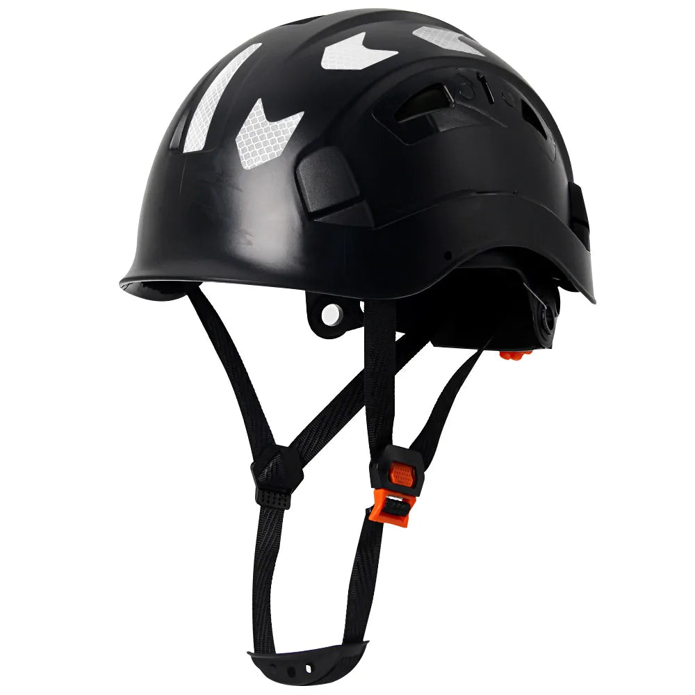 CE Construction Safety Helmet w/ Reflective Stickers Large Holes Breathable Work Hat Climbing Rescue ABS Hard Hat ANSI CR08 Type