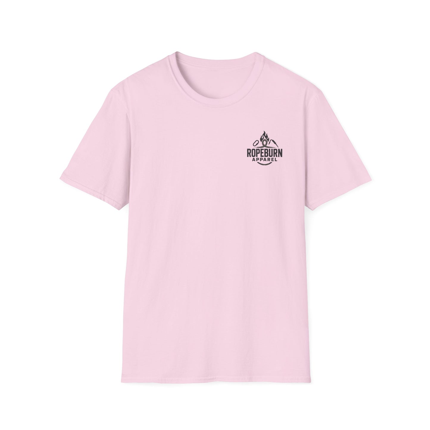 Cliffside Living Unisex Softstyle T-Shirt – Rope-Born Grit  (Pink Shirt – Female Climber