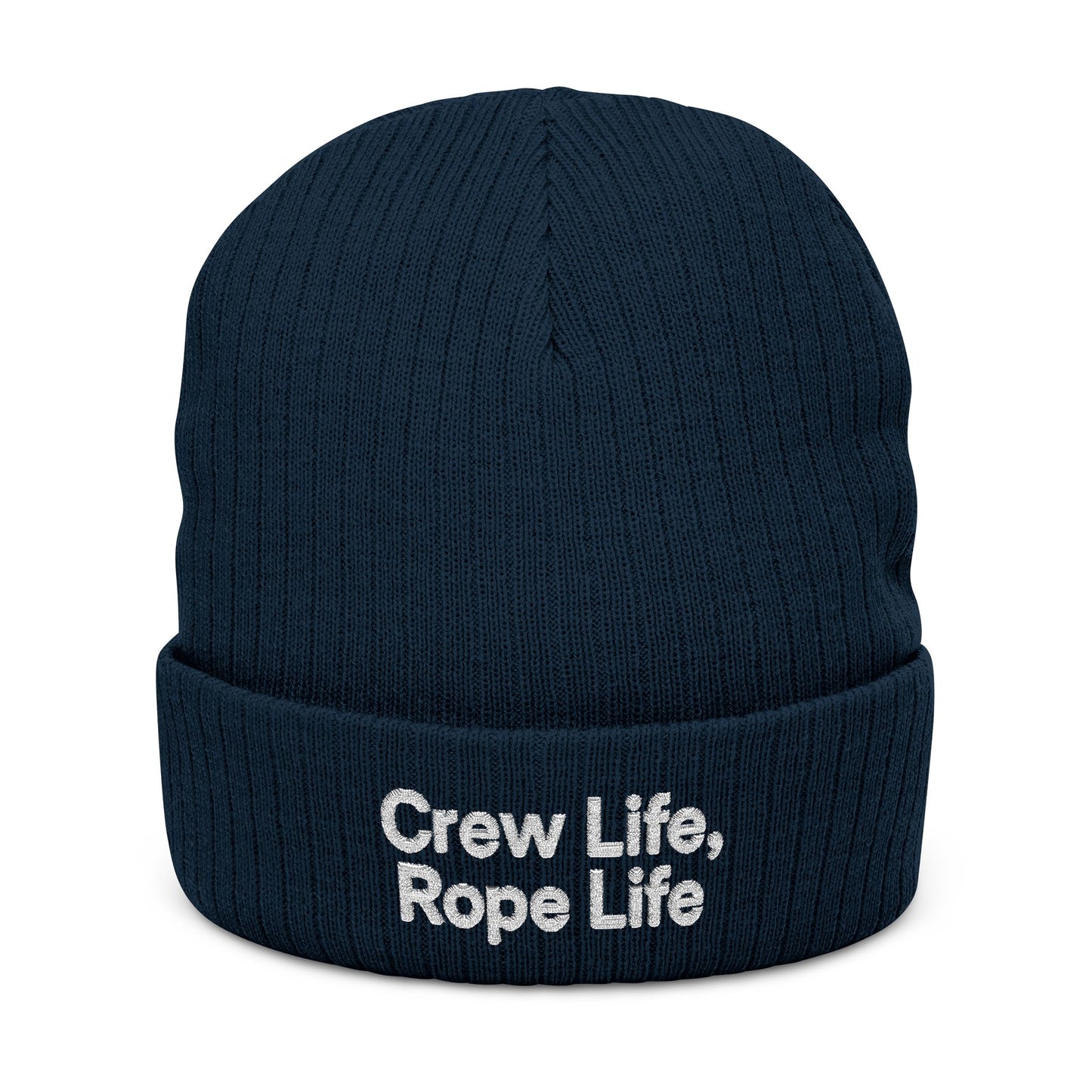 Crew Life Knit Beanie, Cozy Winter Hat, Embroidered Headwear, Perfect Gift for Adventurers, Outdoor Beanie for All Seasons