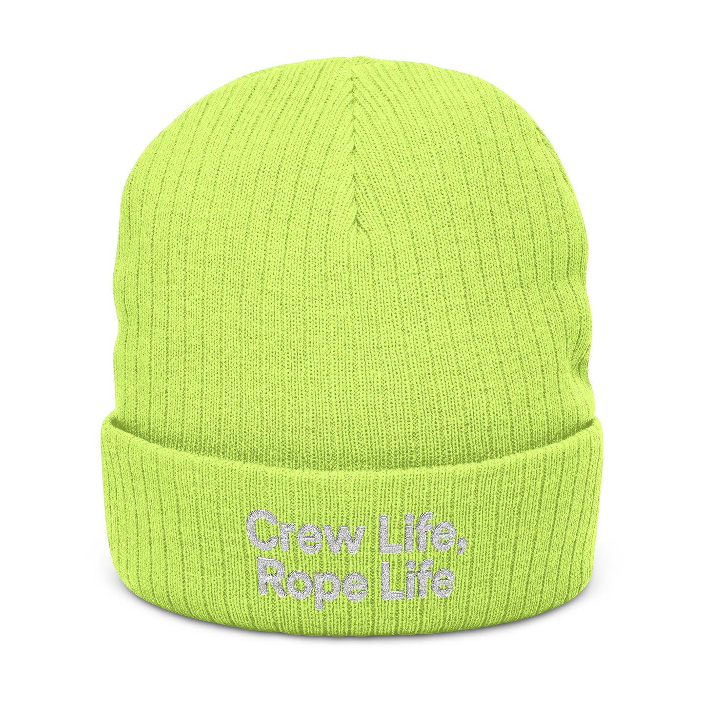 Crew Life Knit Beanie, Cozy Winter Hat, Embroidered Headwear, Perfect Gift for Adventurers, Outdoor Beanie for All Seasons