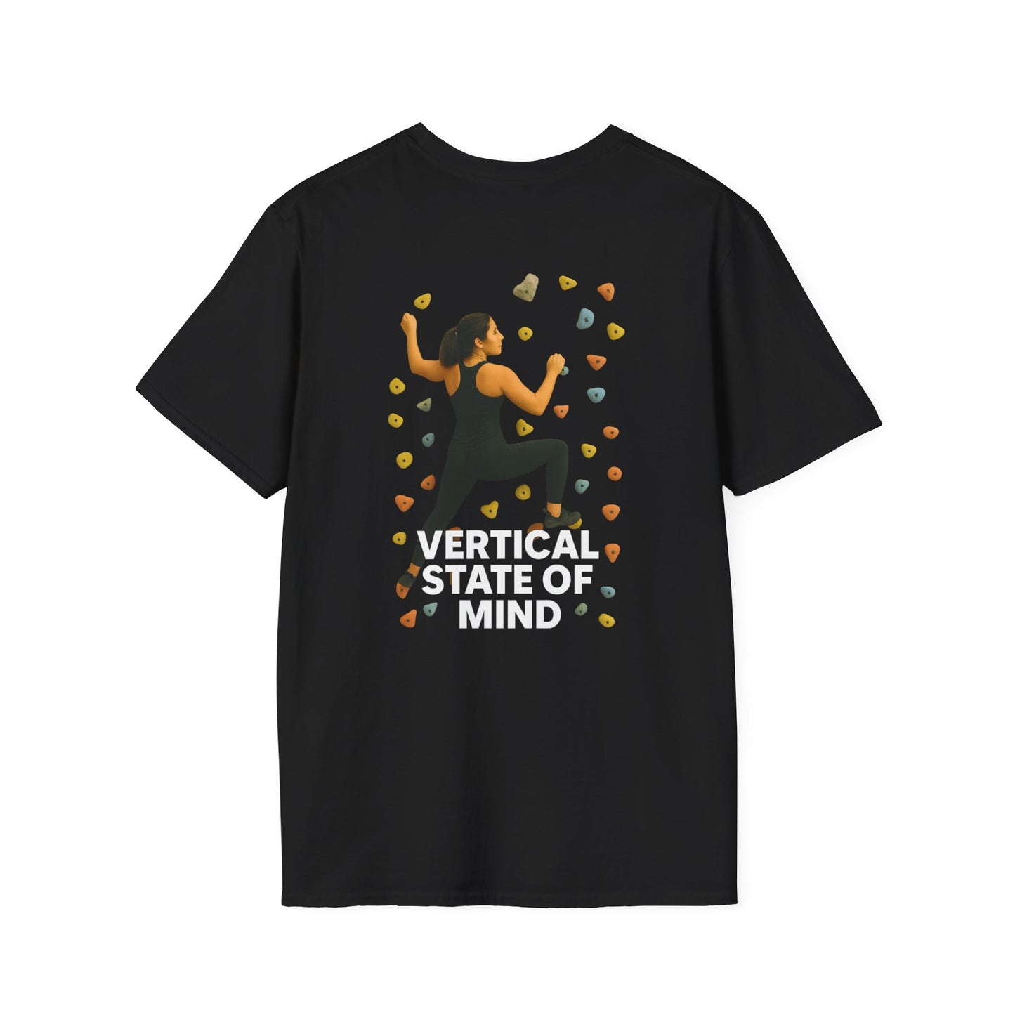 Vertical State of Mind T-Shirt – Unisex Climbing Tee | Lightweight Softstyle Shirt for Climbers, Outdoor Athletes & Motivated Minds