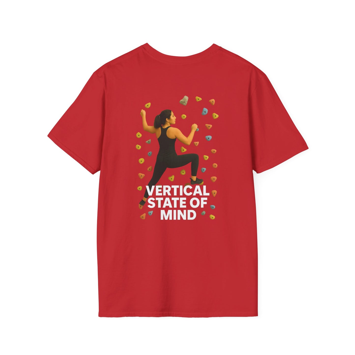 Vertical State of Mind T-Shirt – Unisex Climbing Tee | Lightweight Softstyle Shirt for Climbers, Outdoor Athletes & Motivated Minds