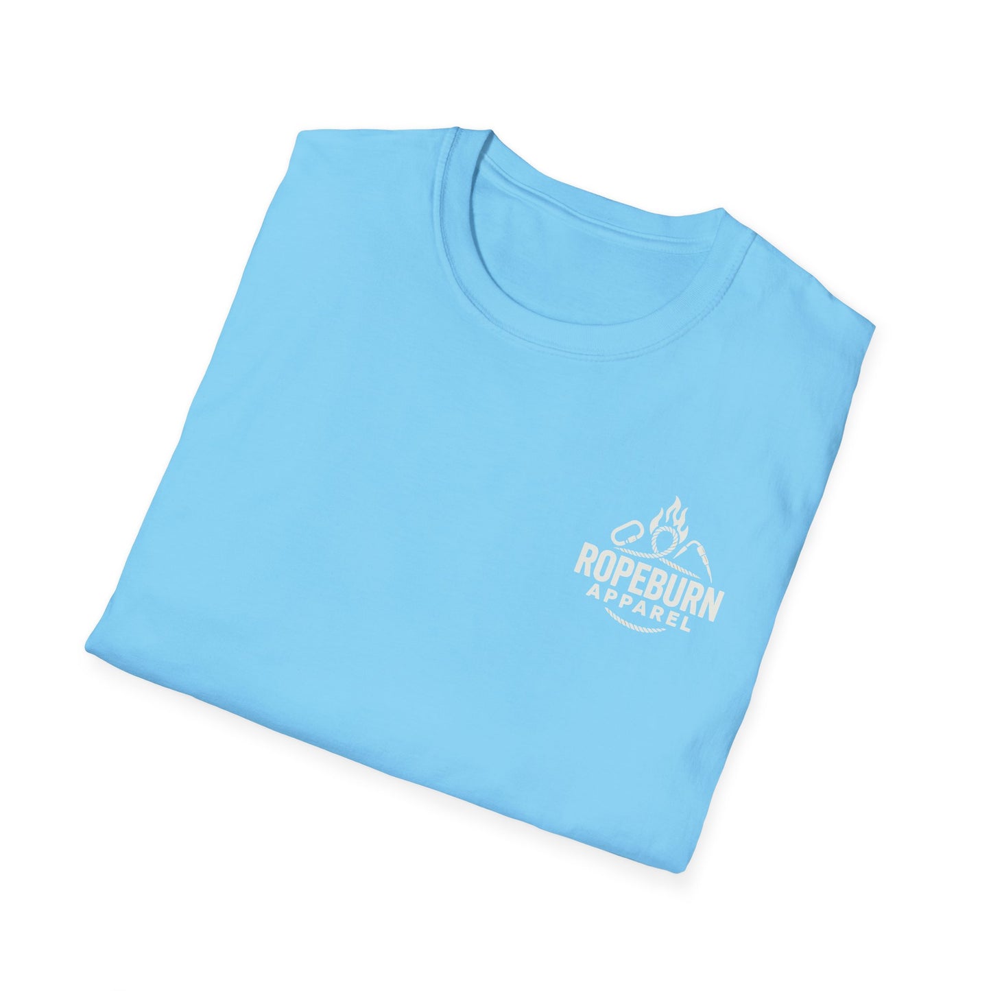 Cliffside Living Unisex Softstyle T-Shirt – Rope-Born Grit  (Pink Shirt – Female Climber