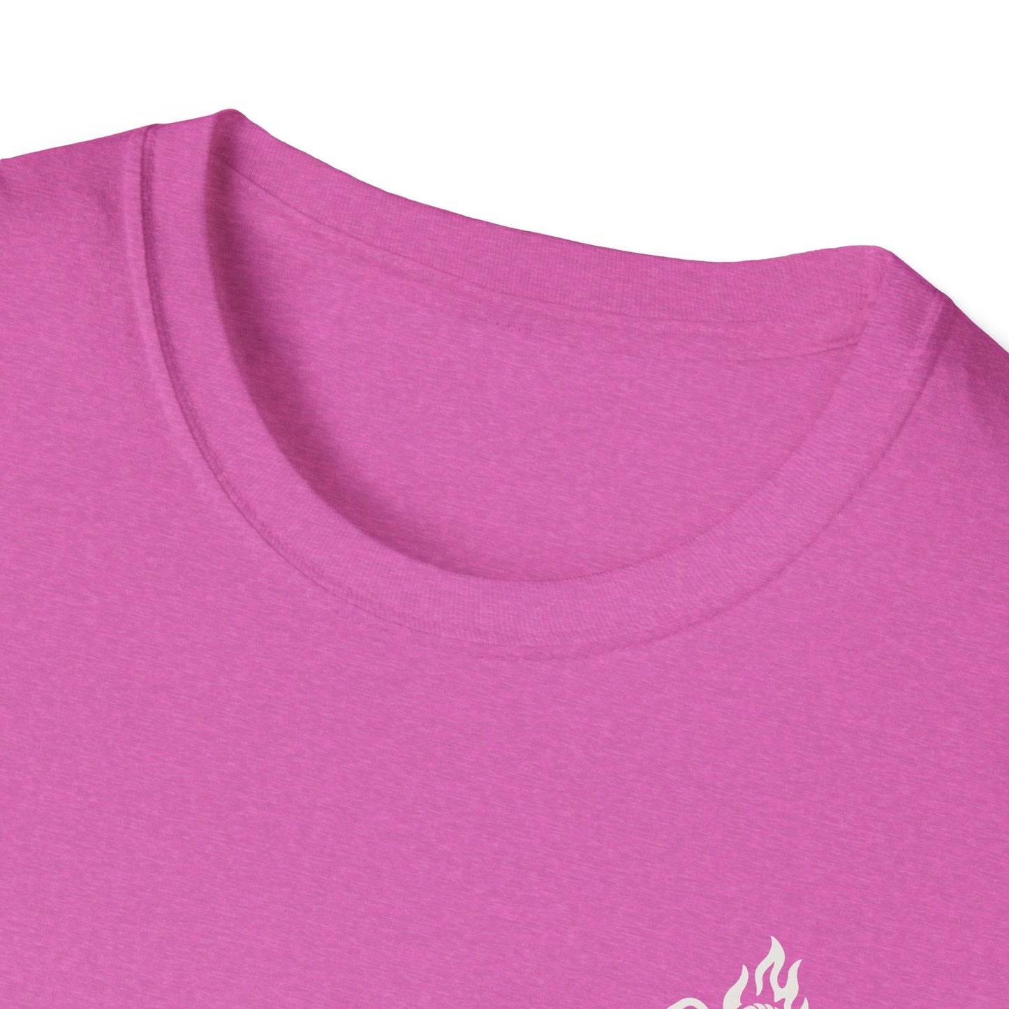 Cliffside Living Unisex Softstyle T-Shirt – Rope-Born Grit  (Pink Shirt – Female Climber