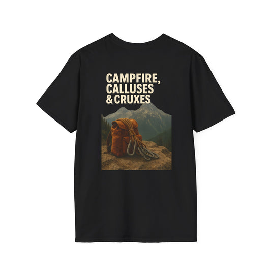 Campfire, Calluses & Cruxes Tee – Unisex Adventure Shirt