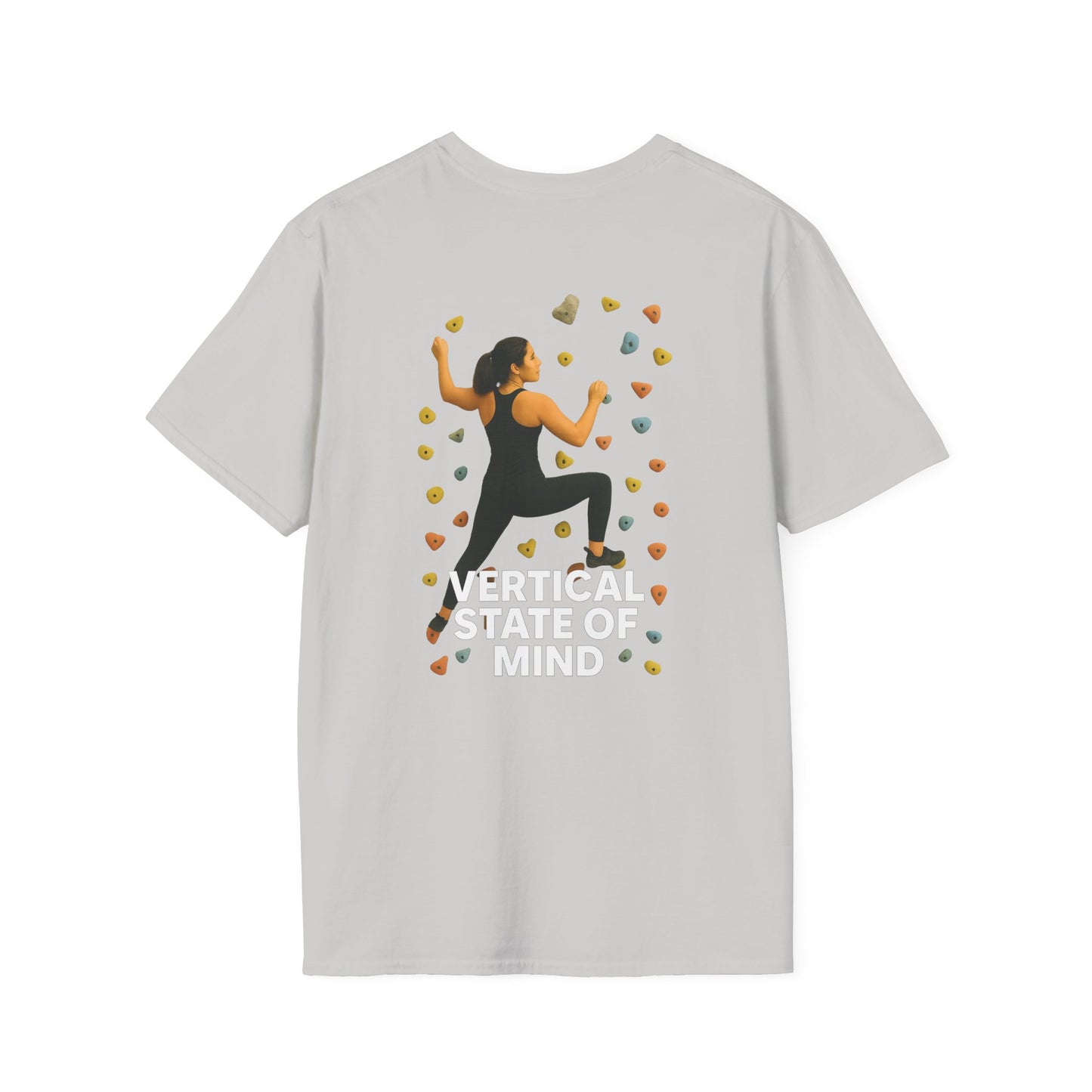 Vertical State of Mind T-Shirt – Unisex Climbing Tee | Lightweight Softstyle Shirt for Climbers, Outdoor Athletes & Motivated Minds