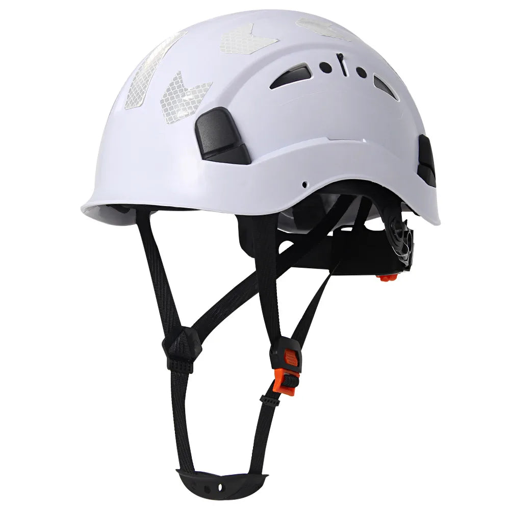 CE Construction Safety Helmet w/ Reflective Stickers Large Holes Breathable Work Hat Climbing Rescue ABS Hard Hat ANSI CR08 Type